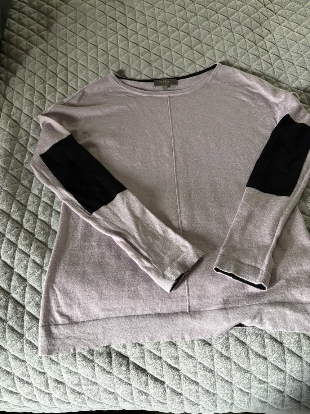 N.Peal London 100% Cashmere Knit Top Colorblock Mauve Black Size XS EUC